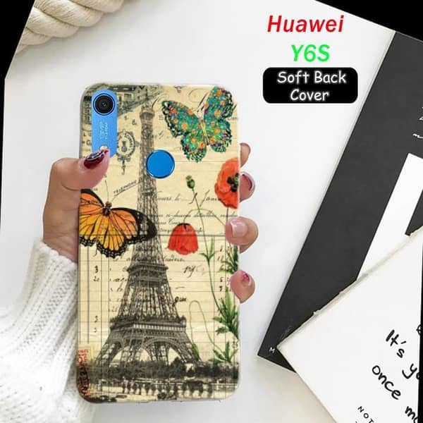 Huawei Y6S Soft Silicone Back Cover with Eiffel Tower Design