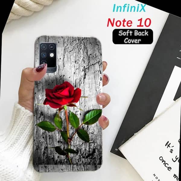 Infinix Note 10 Back Cover – Rose Design Soft Silicone Case