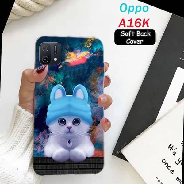 Oppo A16K Back Cover with Cat Design — Soft Silicone Case