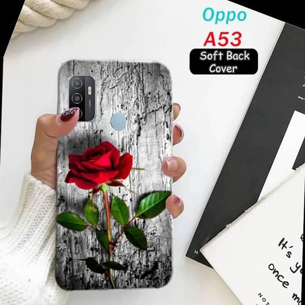 Oppo A53 Rose Design Soft Silicone Back Cover