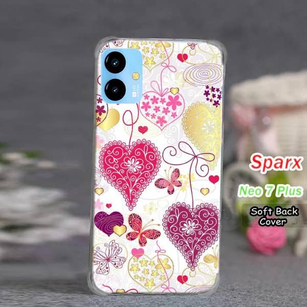 Sparx Neo 7 Plus Back Cover - Heart Design Soft Silicone Case