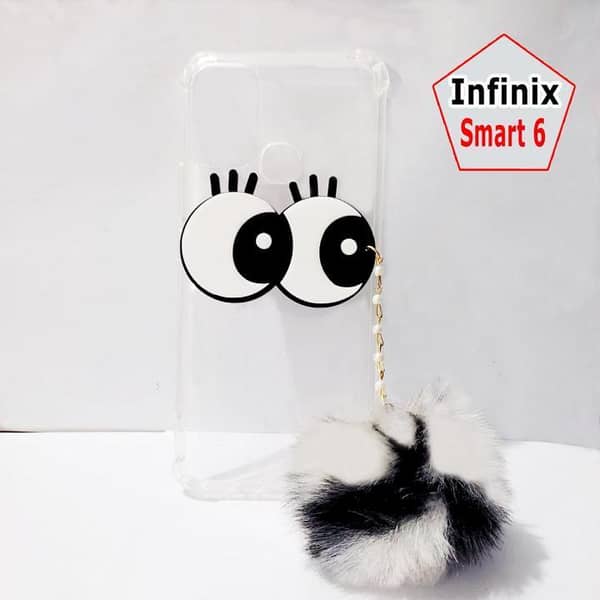 Infinix Smart 6 Back Cover with Soft Silicone Case and Furry Ball Print