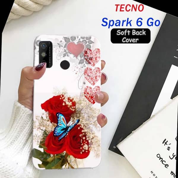 Tecno Spark6 Go Back Cover — Floral Design Soft Silicone Case
