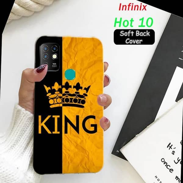 Infinix Hot 10 Back Cover, King Design Soft Silicone Case