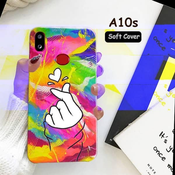 Samsung A10S Soft Silicone Back Cover with Heart Print - Ladies Love Design