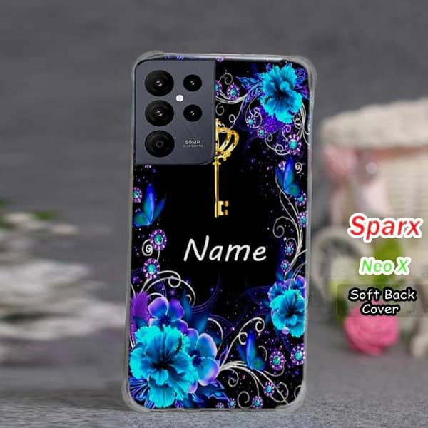 Sparx Neo X Back Cover - Custom Name Print Soft Silicone Case