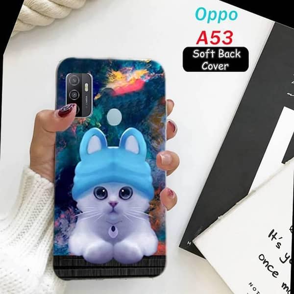 Oppo A53 Cat Design Soft Silicone Back Cover