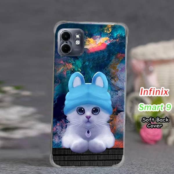 Infinix Smart 9 Back Cover: Cat Design Soft Silicone Case