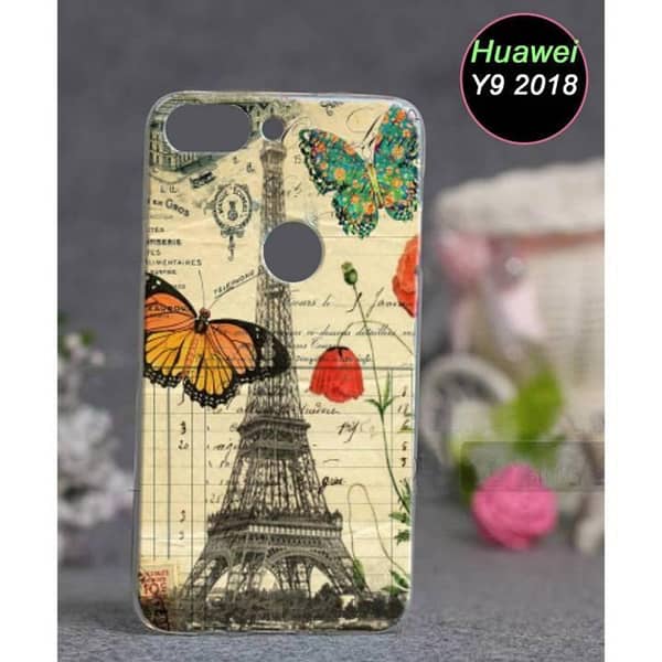 Huawei Y9 2018 Back Cover with Eiffel Tower Design – Soft Silicone Case