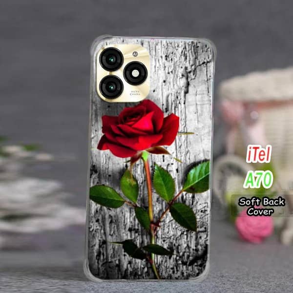 Itel A70 Back Cover - Rose Design Soft Silicone Case