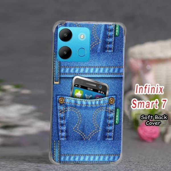Infinix Smart 7 Back Cover — Jeans Print Soft Silicone Case
