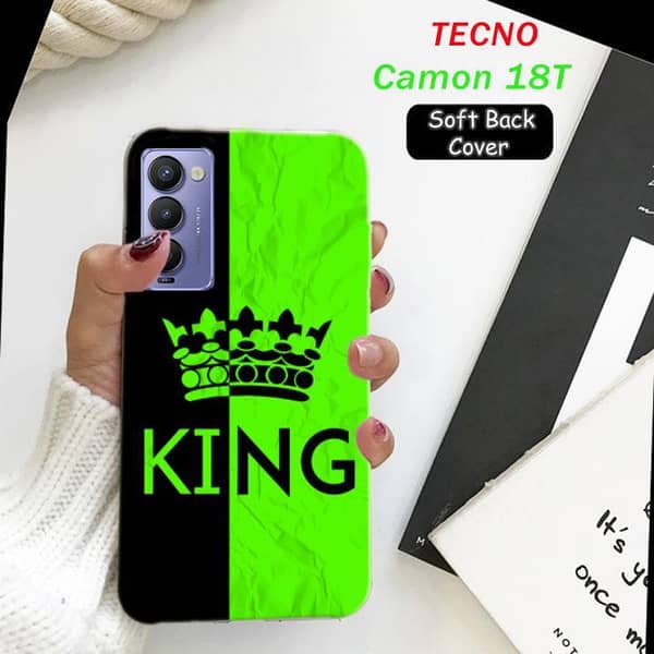 Tecno Camon 18T Back Cover in Soft Silicone with King Print