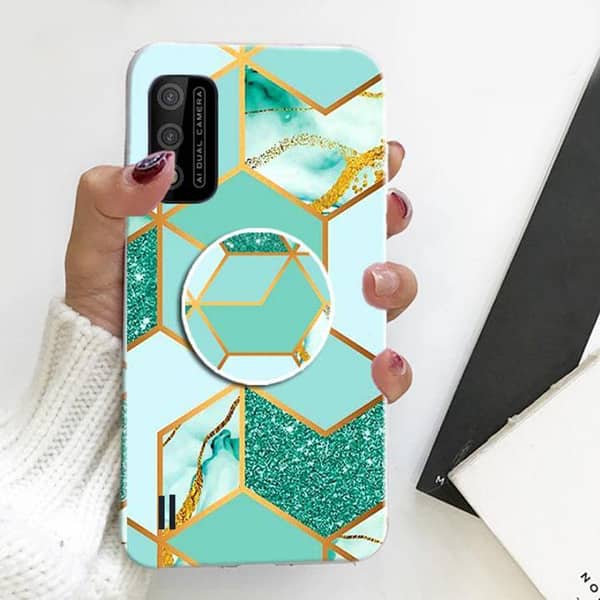 Itel A26 Marble Silicone Back Cover with Pop Socket