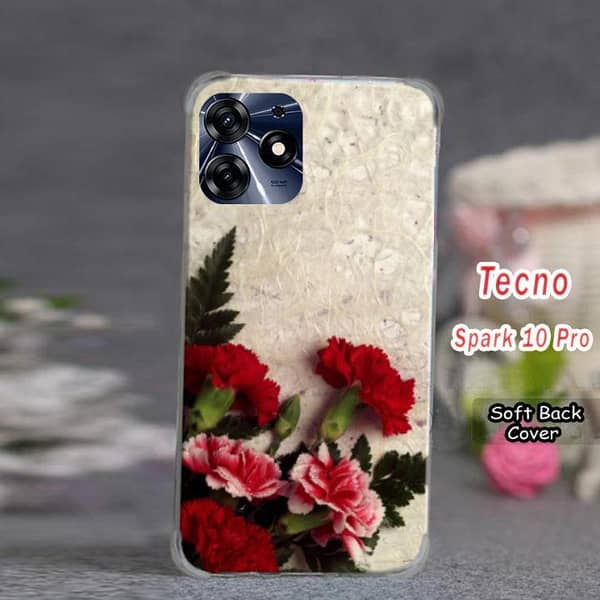 Tecno Spark 10 Pro Back Cover – Floral Soft Silicone Case