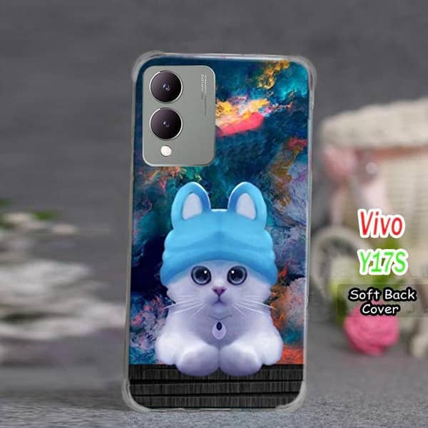 Vivo Y17S Cat Design Soft Silicone Back Cover