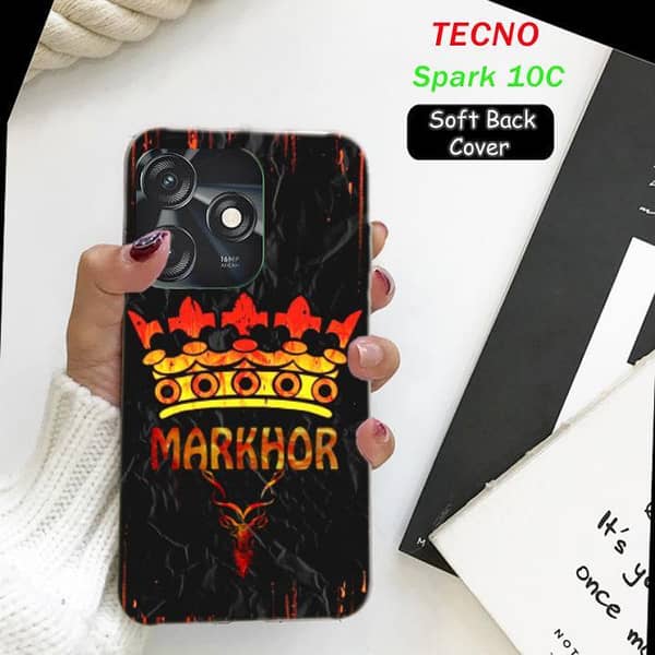 Tecno Spark 10C Back Cover with Markhor Design in Soft Silicone
