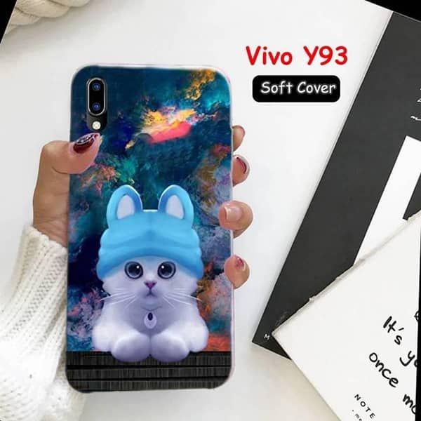 Vivo Y93 Back Cover - Cat Design Soft Silicone Case