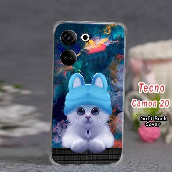 Tecno Camon 20 Back Cover – Cat Design Soft Silicone Case