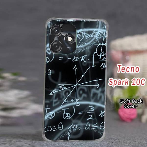Tecno Spark 10C Back Cover - Soft Silicone Case with Math Design