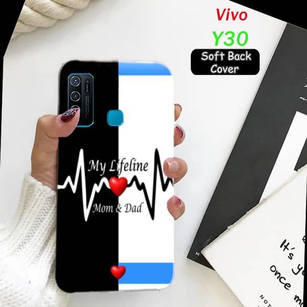 Vivo Y30 Back Cover — Soft Silicone Case with Mom Dad Design