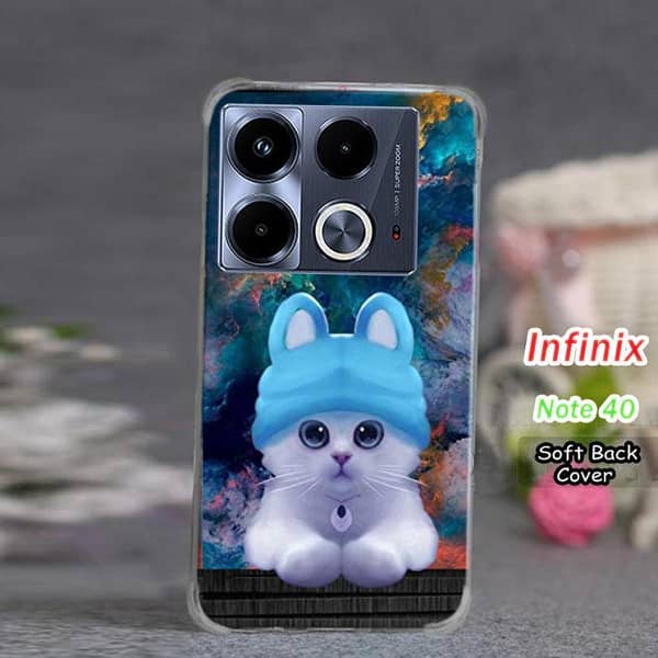 Infinix Note 40 Back Cover - Cat Design Soft Silicone Case