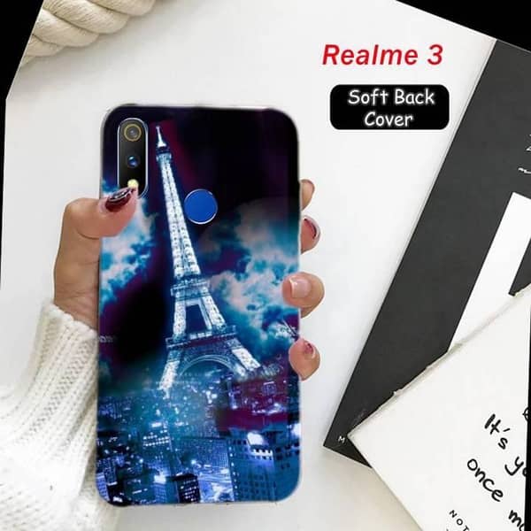 Realme 3 Back Cover with Eiffel Tower Design — Soft Silicone Case