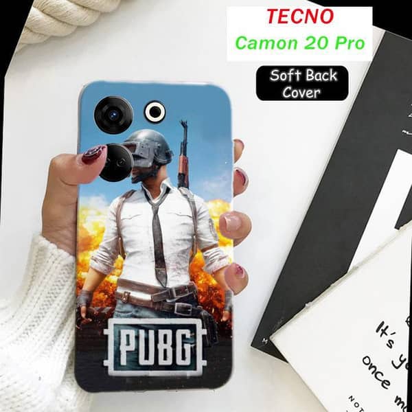 Tecno Camon 20 Pro Soft Silicone Back Cover with PUBG Design