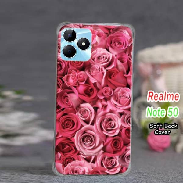 Realme Note 50 Back Cover - Red Rose Soft Silicone Case
