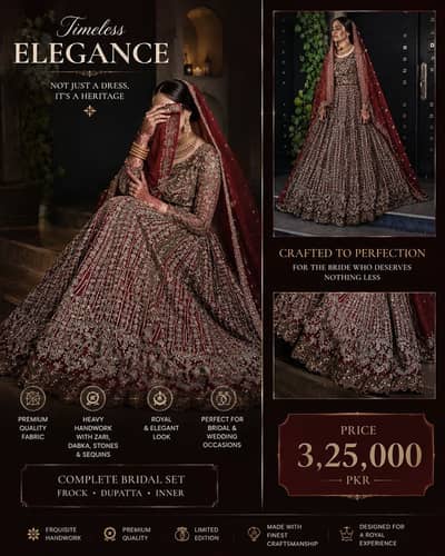 Luxury Maroon Bridal lehgha | heavy embroidered Pakistani Wedding Dres