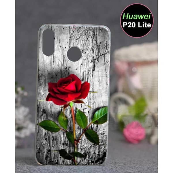Huawei P20 Lite Back Cover, Rose Design Soft Silicone Case