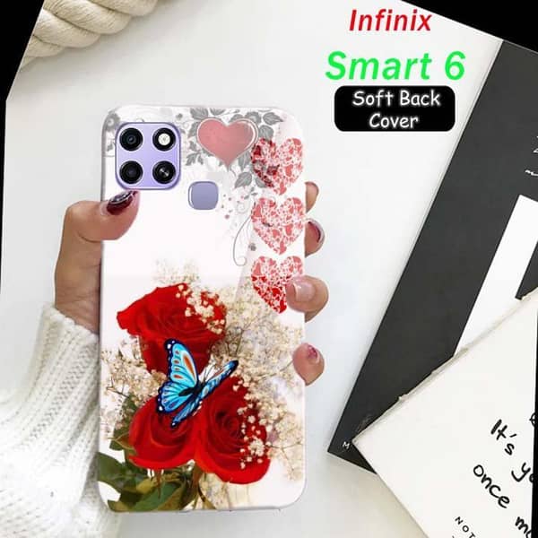 Infinix Smart 6 Back Cover - Floral Design Soft Silicone Case