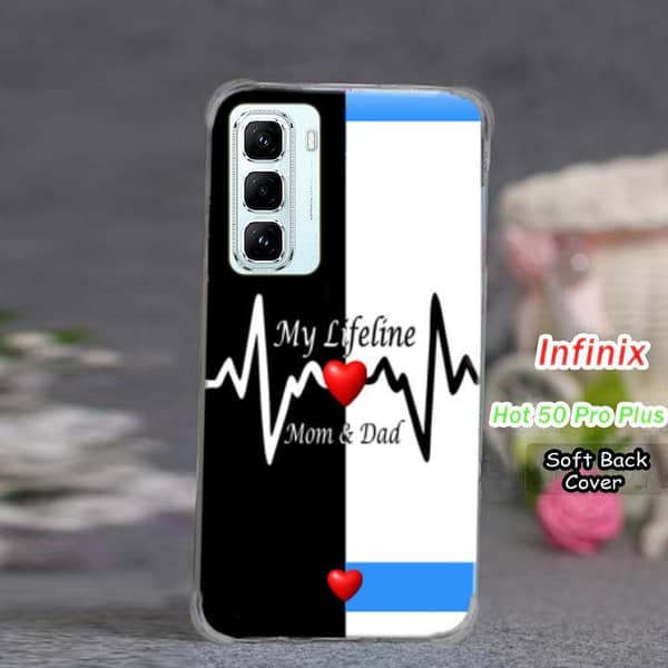 Infinix Hot 50 Pro Plus Back Cover – Mom and Dad Design Soft Silicone Case