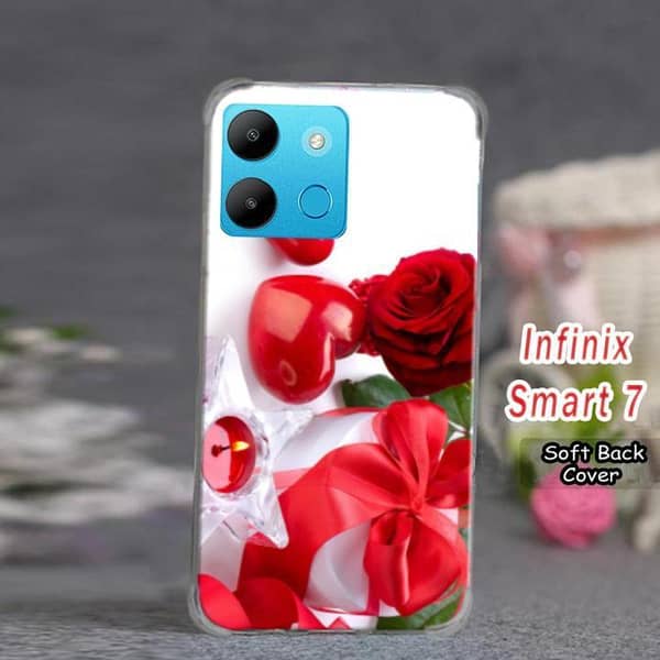Infinix Smart 7 Back Cover: Soft Silicone Case with Love Print