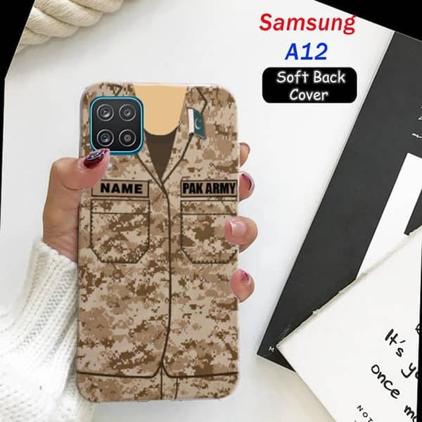 Samsung A12 Army Name Design Soft Silicone Back Cover