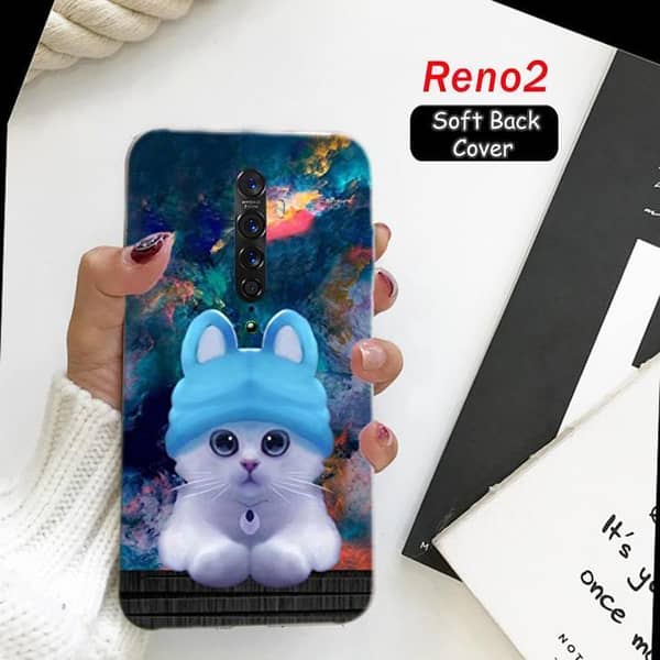 Oppo Reno 2 Cat Style Back Cover - Soft Silicone Case for Reno 2