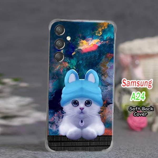 Samsung A24 Back Cover - Cat Design Soft Silicone Case