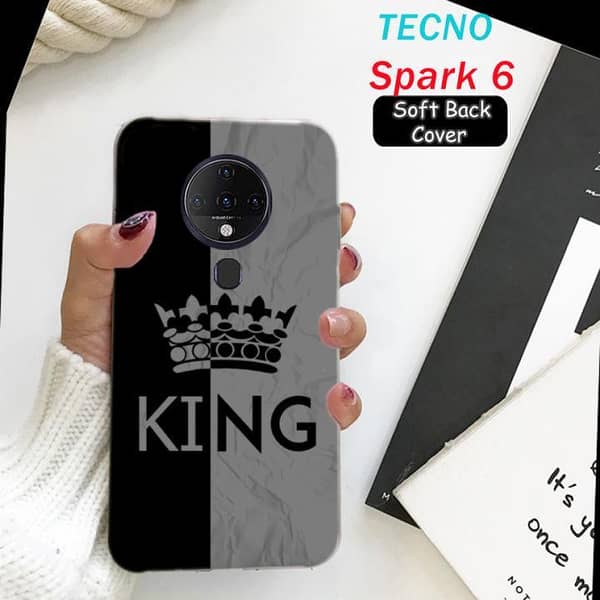Tecno Spark 6 Back Cover in Grey Design — Soft Silicone Case