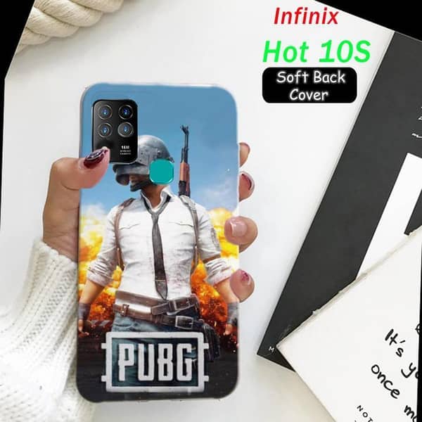 Infinix Hot 10S Back Cover with PUBG Design Silicone Case