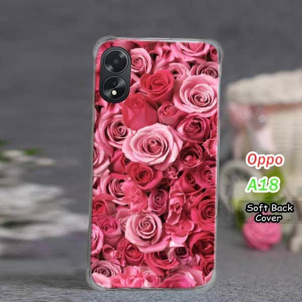 Oppo A18 Back Cover - Red Rose Design Soft Silicone Case