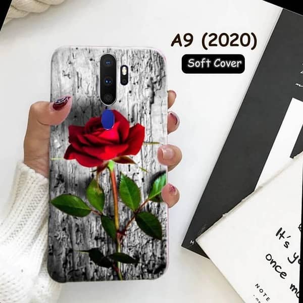 Oppo A9 2020 Back Cover - Rose Print Soft Silicone Case