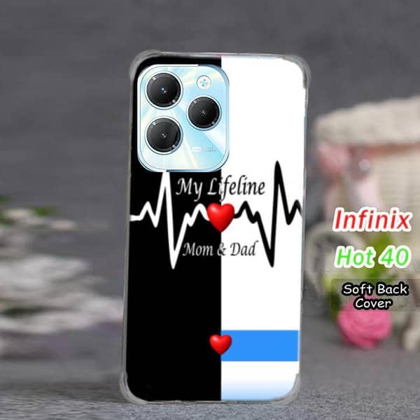 Infinix Hot 40 Back Cover with Mom and Dad Design – Soft Silicone Case