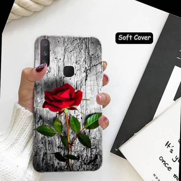 Vivo V15 Soft Silicone Back Cover with Rose Design