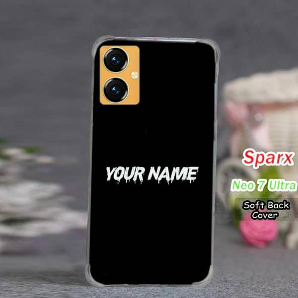 Sparx Neo 7 Ultra Back Cover with Custom Name Print, Soft Silicone