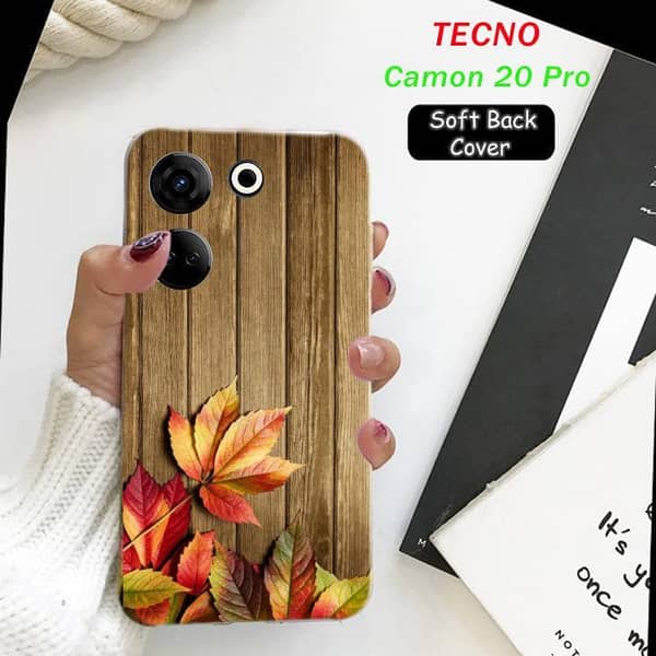 Tecno Camon 20 Pro Back Cover: Wood Design Soft Silicone Case