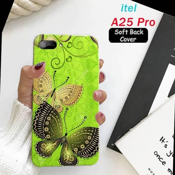 Itel A25 Pro Soft Silicone Back Cover with Butterfly Print