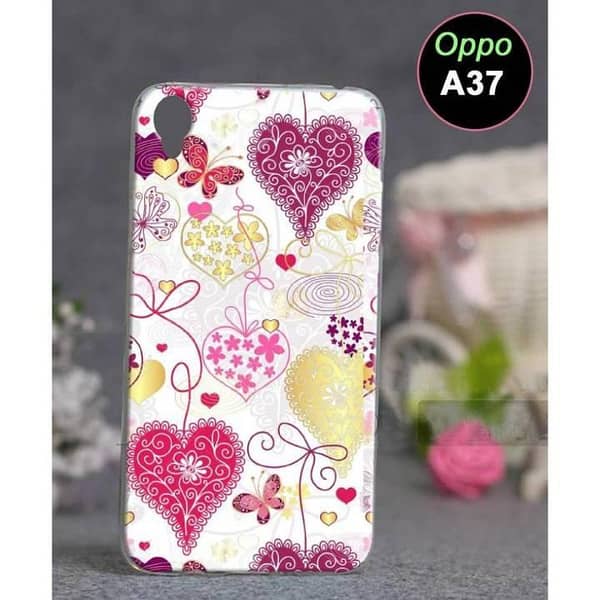 Oppo A37 Back Cover with Love Design - Soft Silicone Case