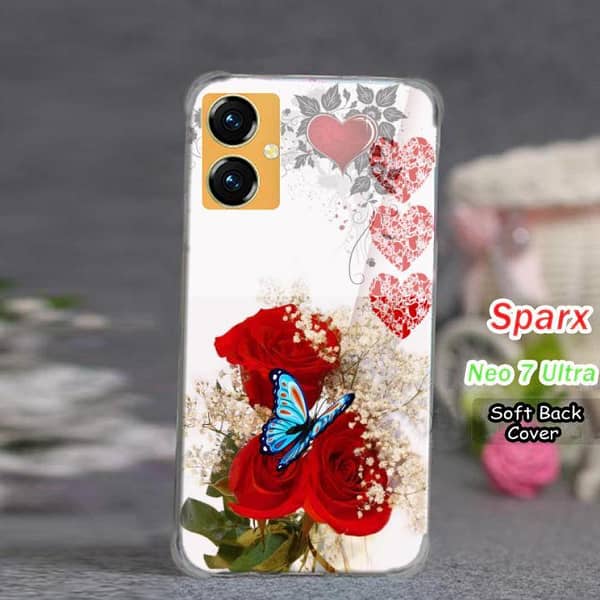 Sparx Neo 7 Ultra Back Cover with Floral Soft Silicone