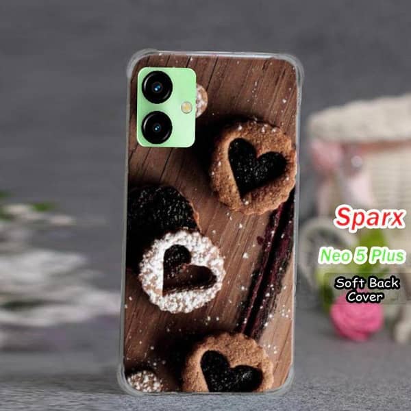 Sparx Neo 5 Plus Back Cover: Chocolate Design Soft Silicone Case