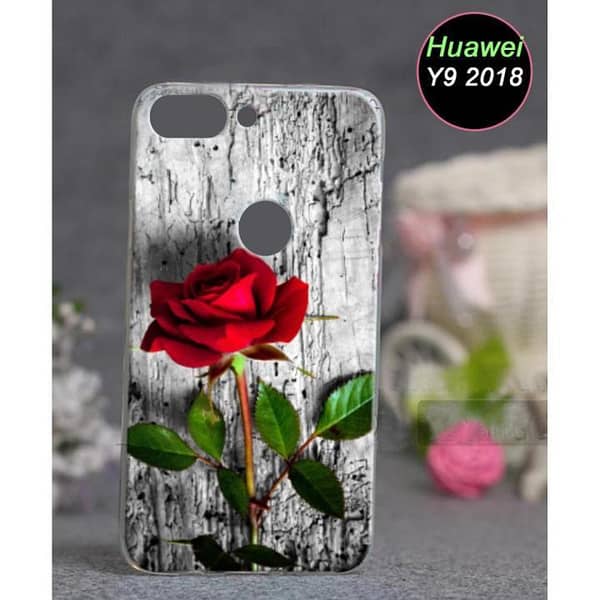 Huawei Y9 2018 Back Cover – Rose Design Soft Silicone Case