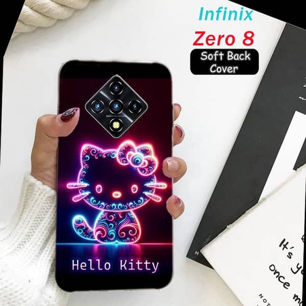 Infinix Zero 8 Back Cover: Kitty Neon Effect Soft Silicone Case